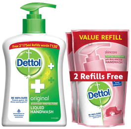 Dettol Original Liquid Handwash 200ml -2 Skincare Handwash Refill Free (175ml Each)