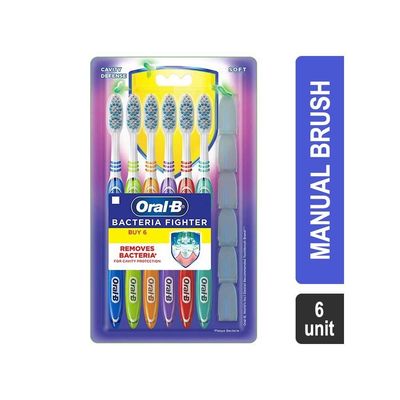 Oral-B Cavity Defense Bacterial Fighter Manual Brush (Soft – Pack of 6)