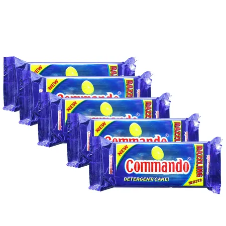Commando Dazzling White Detergent Cake 200g Pack of 5